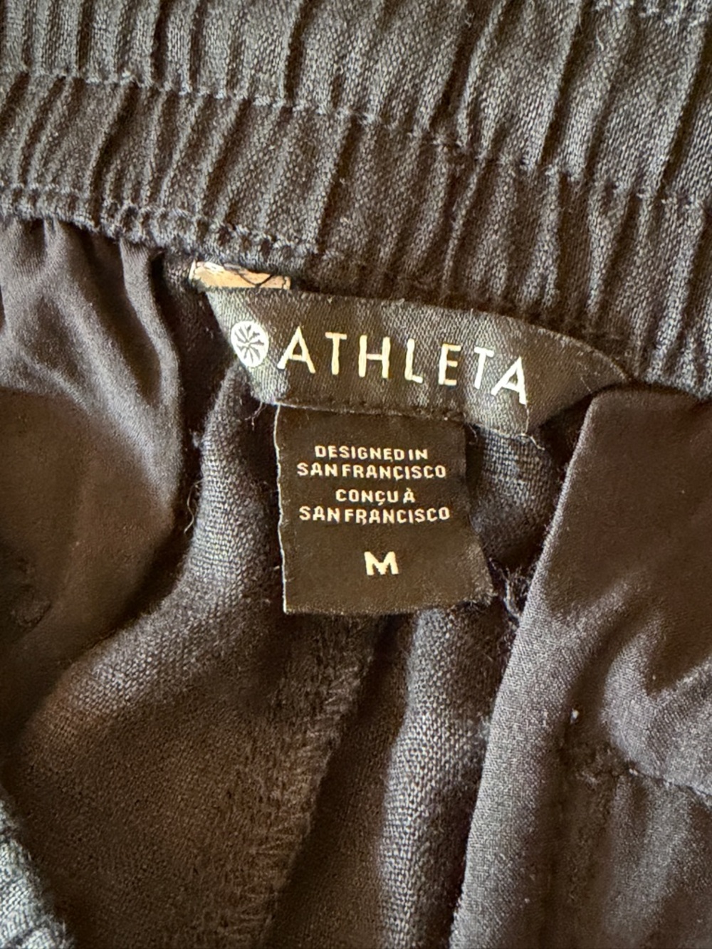 Athleta Retreat High Rise Linen Black Drawstring Pants EUC Medium - Picture 8 of 9